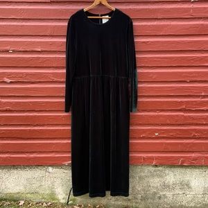 Vintage Jacquline Ferrar Forest Green Velvet Maxi Dress w Pockets Womens Size 16